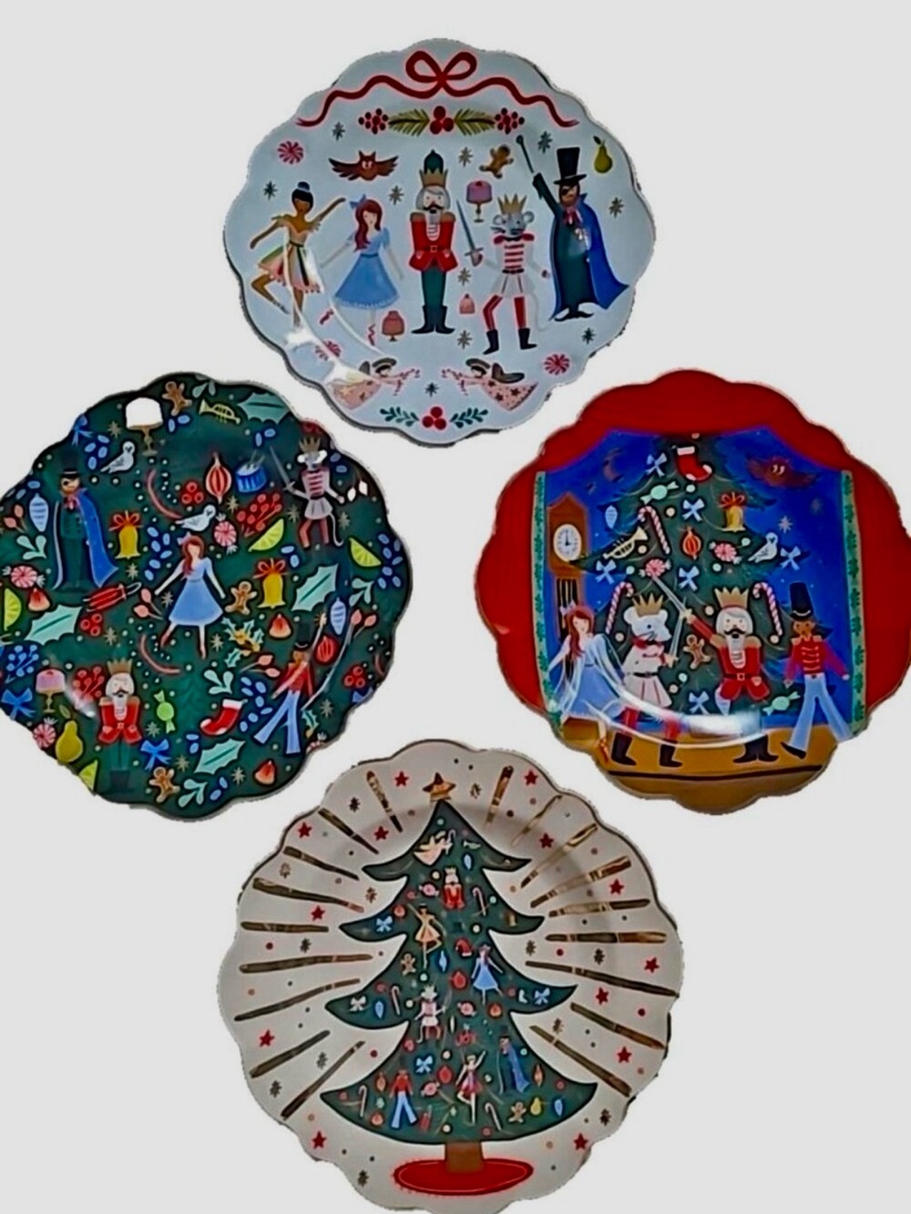 Anthropologie Rifle Paper Nutcracker Dessert Plates – Set of 4 Scalloped